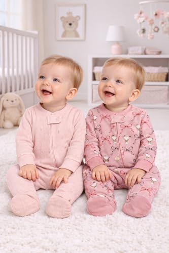 Image of TuddyBuddy Baby Girl's Cotton Printed Full Sleeves Sleepsuit /Footed Rompers for Baby Girl