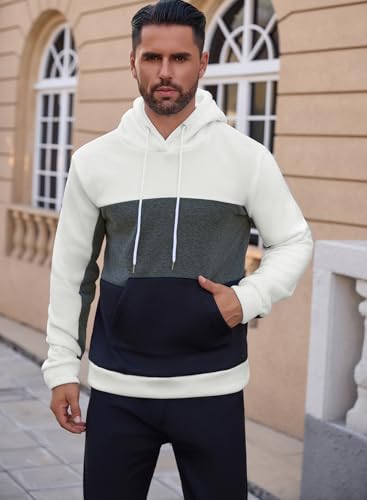 crazy bean Sudadera con Capucha Hombre Basic Sweat Hoodie Pullover Manga Larga Casual Sport Hooded Sweatshirt para Hombre Colour Block M-3XL - imagen 4