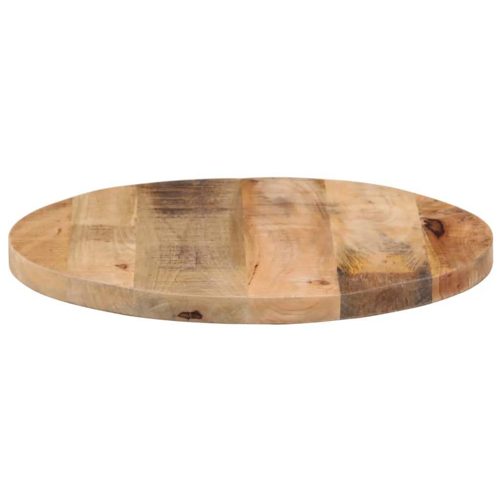 Plateau de table rond en bois de manguier - 60 x 1,5 cm - Naturel rustique - En bois massif - Pour salle à manger, cuisine, extérieur, bistrot et maison - Pour salon, balcon, salle à manger