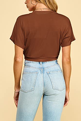 Image of Lock and Love Women's Versatile Open Front Lightweight Short Sleeve Bolero Shrug