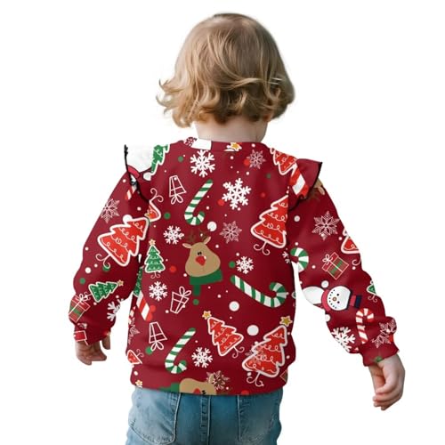 Sweatshirt for Toddler Baby Girls Casual Crewneck Pullover Long Sleeve Tops with Ruffle Trim Soft Shirts 1T-8T2