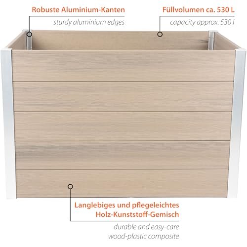 dobar® XL WPC-Hochbeet für den Garten als Bausatz - Erhöhtes Beet in Holzoptik ideal für Chili und Gemüse - 115 x 70 x 75 cm - Silbergrau
