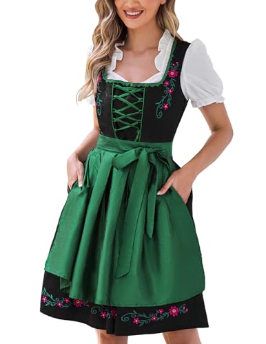 Scarlet Darkness 3 Piece Oktoberfest Dirndl Set with Embroidered & Pockets