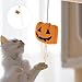 POPETPOP Halloween Cat Teaser Wand Toy with Bell Interactive Pumpkin Lantern Stick for Indoor Cats Engaging Kitten Play Accessory to Stimulate Curiosity and Exercise