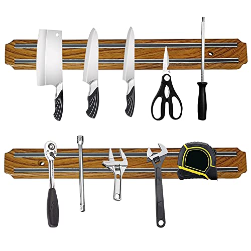 2 Pack Powerful Magnetic Knife Holder, Kitchen Knife Magnetic Strip Strips, Rust Free Multipurpose Magnetic Knife Rack Use for Kitchen Garage Workshop