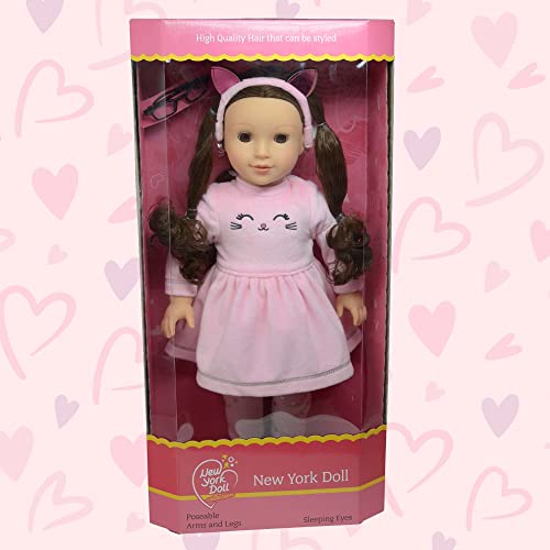The New York Doll Collection 18 Inch Dolls With Soft Hair And Accessories – Soft Body Doll With Sleeping Eyes, Poseable Vinyl Arms & Legs, Dress Outfit & Glasses – Cute 18" Doll Set For Girls #TOP6