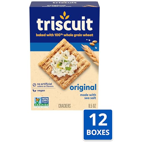 Triscuit Original Whole Grain Wheat Crackers, Vegan Crackers, 12 - 8.5 oz Boxes
