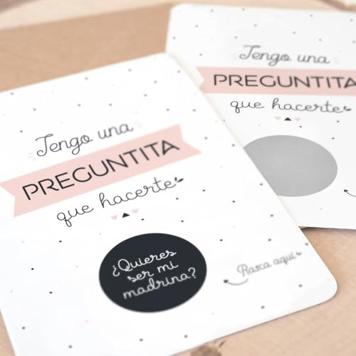 Manahia - Tarjeta Rasca Madrina - ¿Quieres ser mi Madrina? - Idea Original Anuncio Embarazo y Bautizo - Petición Emotiva con Sobre Kraft