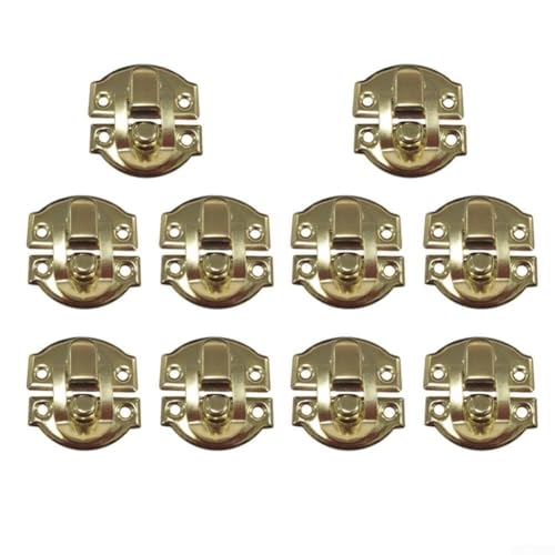 Yhenlovtt 10 cierres de cierre de palanca de bronce antiguo para maleta, buzón, baúl, baúl, 27 x 29 mm, tamaño con tornillos incluidos (amarillo)