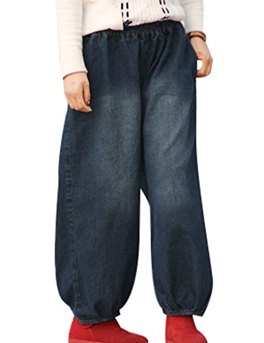 Jeans loose pour femmes avec taille élastique grand confort