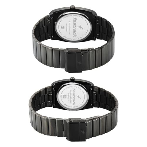 Image of Fastrack Mixmatched 5.0 Quartz Analog with Black Dial Gun Stainless Steel Strap Watch for Couple - 3819268060QM02