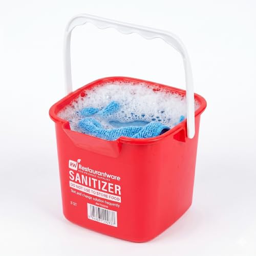 Image of Restaurantware RW Clean 3 Quart Cleaning Bucket 1 Detergent Square Bucket - With Measurements Built-In Spout And Handle Red Plastic Utility Bucket For Home Or Commercial Use