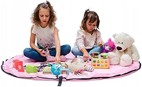 Torba do przechowywania zabawek do Lego, organizer, torby, składany dywan, przenośny organizer, zabawki, mata do zabawy dla dzieci, 150 cm, od Funky Planet, (różowa)