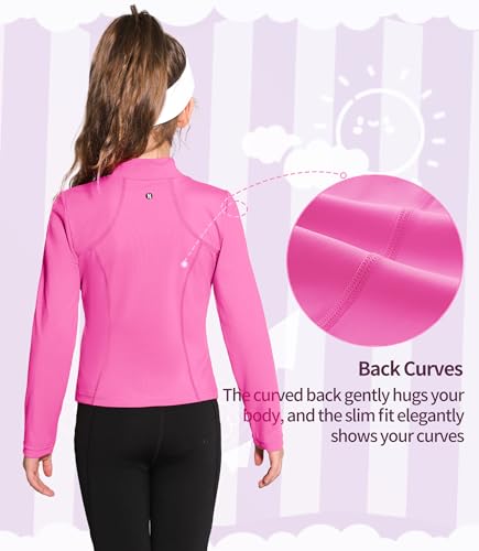 Girls Athletic Jacket Zip Up Horse Riding Shirts Kids Yoga Jackets Workout Coat4