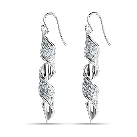 Charmsy Sterling Silver Jewelry Twist Glitter Light-Weight Drop Dangle Earrings for Women Teen Cover
