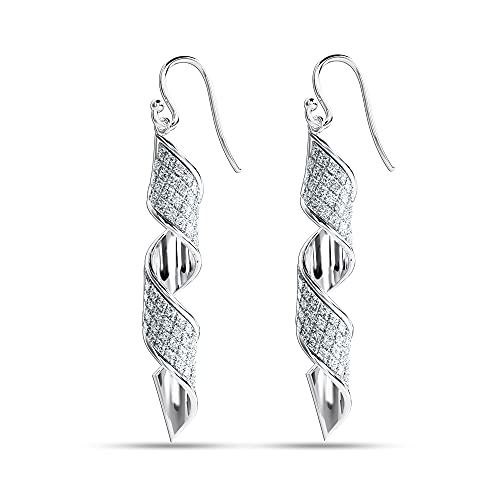 Charmsy 925 Sterling Silver Infinity Knot Twist French Wire Drop Dangle Earrings for Women