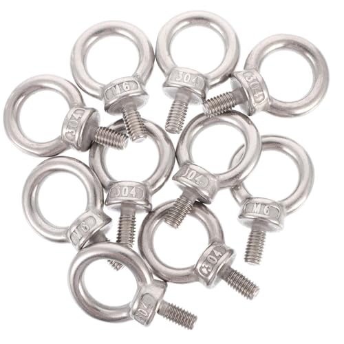 BEBEMOKO 10pcs M6 Stainless Steel Ring Nut Eyelets Heavy Duty Lifting Eye Screws Threaded Fasteners for Industrial Use