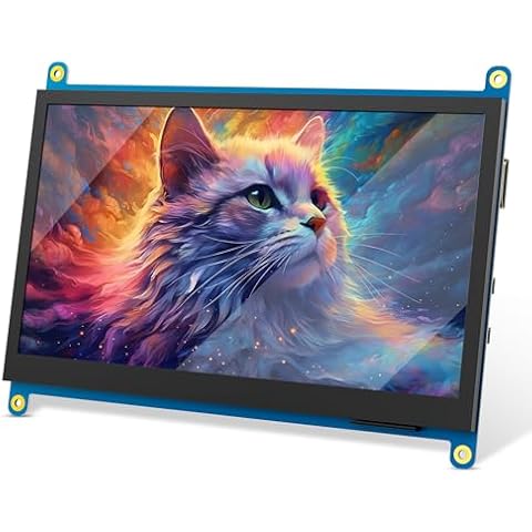 JUN-ELECTRON 7 inch Mini Monitor, HDMI IPS Display 1024x600 Capacitive Screen for Raspberry Pi/Laptop/PC/Windows 11/10, Non-Touch Cover
