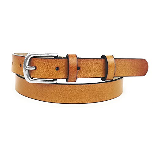 Mix Your Beauty MYB Ceinture plate en cuir véritable pour femme - 25 mm - sans coutures - différentes couleurs et tailles disponibles (95-110 cm, Cuir) Cover