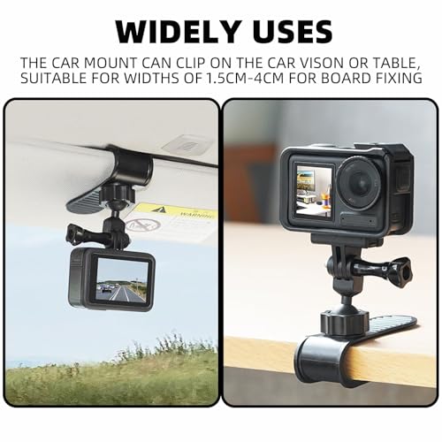 Image of MTRoyaldia Car Sun Visor Mount for In-sta360 X5 X4 X3, Car Mount Inside Holder with Phone Clip for DJI Osmo Pocket 3 /360 Action 5 Pro 4 3 /Xtra Muse, Go-Pro POV Mount Vlog /Video Smartphone Accessories