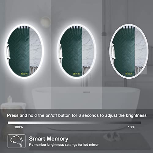 Citymoda Oval Led Vanity Mirror, 24X32 Inch Wall Mounted Bathroom Mirror With Lights, Anti-Fog With Touch Switch 3 Colors Light Dimmable #TOP3