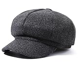 NLAND Schirmmütze Herren Damen Ballonmütze Unisex 8 Panels Newsboy Barett Cap Retro Baskenmütze Kappe Herbst Winter Cabbie Painter Hut(Grau)