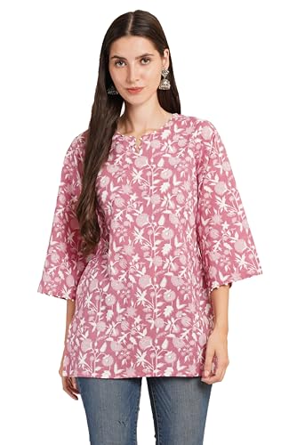 Image of Amazon Brand - Anarva Jaipuri Cotton Printed Short Kurti for Women