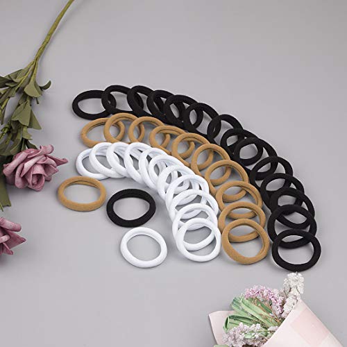 Xima 60Pcs Nylon Elastic Hair Ties Hair Ties Bands Rope No Crease Elastic Fabric Large Stretch Ponytail Holders (60Pcs-Black(Ht007-20)) #TOP5