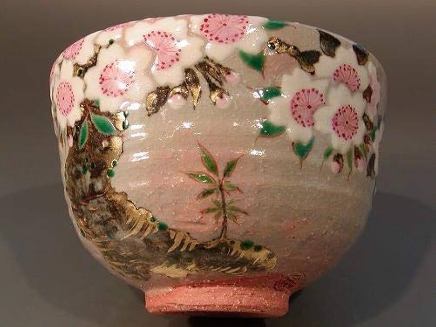 茶道具乾山作抹茶茶碗 Amazon | 茶道具 抹茶茶碗 乾山 桜絵、京焼 中村秋峰作 | 茶道具