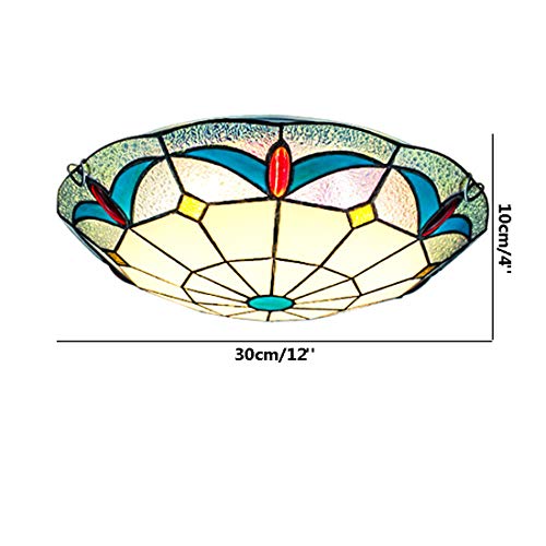 Plafonnier LED dimmable rétro en vitrail rond de 50cm pour salon - 6