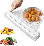 ENJOYCOO Plastic Wrap Dispenser With Cutter, Reusable Cling Film Dispenser, Cling Wrap Dispenser With Slide Cutter, Also For Aluminum Foil, Tin Foil, Baking Paper (L)