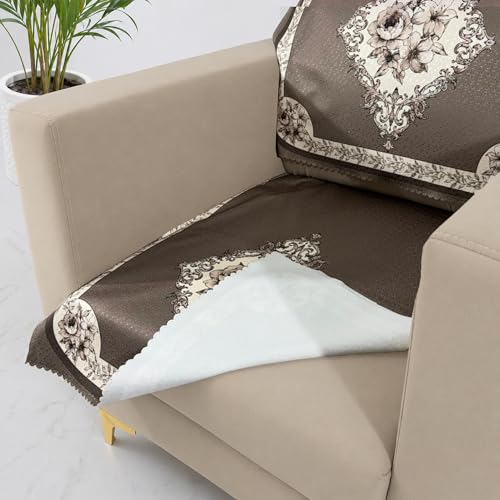 Image of Homerz Premium Waterproof Jasmine Joe Sofa Seat Cover - Floral Printed Sofa Protector | Non-Slip, Washable & Durable Sofa Protector (Coffee, 1 Seater with Back)
