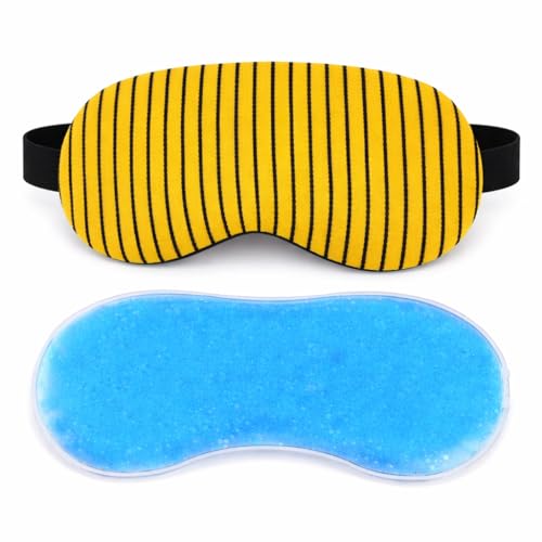 Image of Jenna Gel Sleeping Eye Shade Mask Cover For Insomnia, Meditation, Puffy Eyes And Dark Circles (Mltiline Yellow Gel)