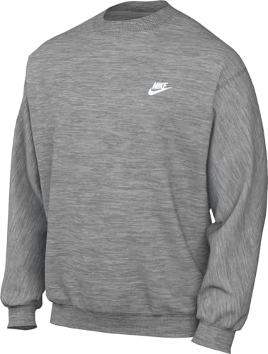 Nike Club Sudadera De Tejido French Terry - Hombre, Dk Grey Heather/White, FN3888-063, L