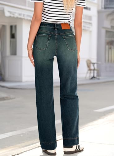 Image of Sidefeel Women's High Waisted Straight Leg Jeans Drawstring Denim Pants