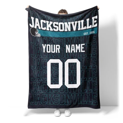 Image of ANTKING Jacksonville Throw Blanket for Men Women Boy Custom Name and Number Gifts