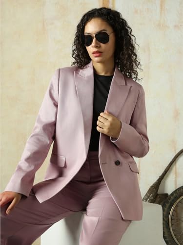 Image of High Star Women Solid Longline Length Oversized Notch Lapel Collar Full Sleeve Blazer