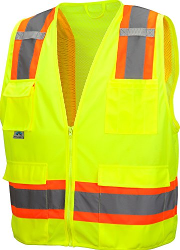 Pyramex Safety Pyramex RVZ2410SEX4 Class 2 Self-Extinguishing Surveyor's Safety Vest, 4X-Large, Hi-Vis Lime #1