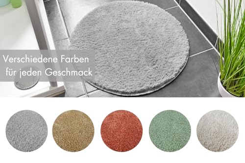 andiamo Badematte rutschfest Florida - Badezimmerteppich weich und flauschig - Badteppich rutschfest waschbar Duschvorleger Badvorleger für Badezimmer 60 cm rund grau