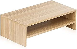 FITUEYES Monitor Stand 2 Tiers Computer Monitor Riser,42.5cm Wood Desktop Stand for Laptop Computer Screen Riser, with Storage Shelf, Office Supplies, Desk Organizer, Oak