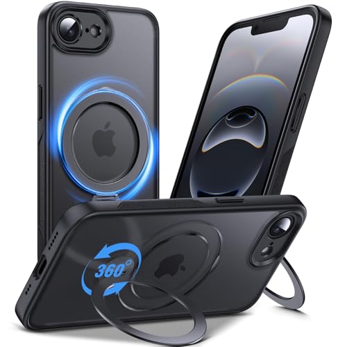 Anqrp iPhone 16e �p �P�[�X �yMagSafe�Ή��z�y��_360° ��]�X�^���h �z�ϏՌ� �ϋv�� �X�}�z�P�[�X 18N�������� �B�����[ ������ �ČRMIL�K�i ���C�����X�[�d�Ή� ����~�� �c�����Ή� �w��h�~ ���ϖh�~ �}�b�g ���^ 