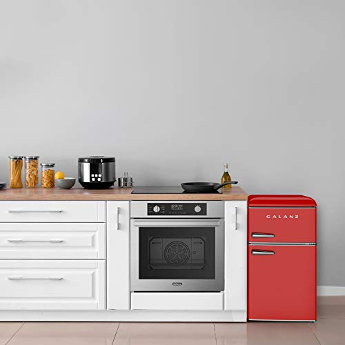 Galanz GLR31TRDER Retro Compact Refrigerator, Mini Fridge with Dual