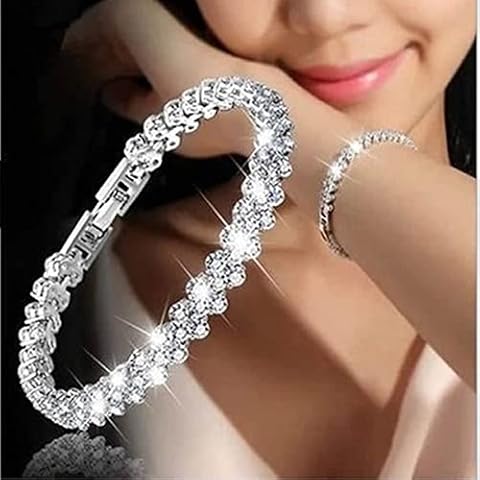 Aneneiceera Silver Love Rhinestone Bracelet Set Cover