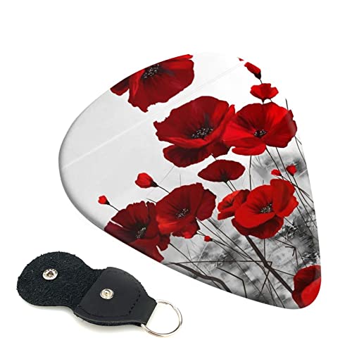 Ensemble de 6 médiators de guitare fleur de coquelicot rouge pour guitare acoustique, guitare électrique, basse, ukulélé… - Les Beatles, Paul McCartney, John Lennon, RIngo Starr, George Harrison Ensemble de 6 médiators de guitare fleur de coquelicot rouge pour guitare acoustique, guitare électrique, basse, ukulélé…