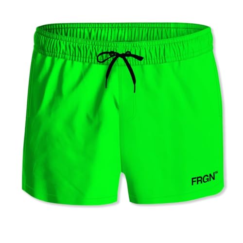 FREEGUN Maillot de Bain Homme Plage, Short de Bain, Séchage Rapide, Confortable avec Poches, Taille S - Vert Fluo