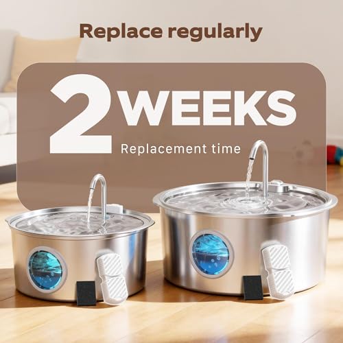 Image of GROOKPET Pet Water Fountain Filters: 24 Dog Water Fountain Filters Replacement - Dog Fountain Filters - Including 12 Filters + 12 Sponges - Suitable for GROOKPET Pet Water Fountain