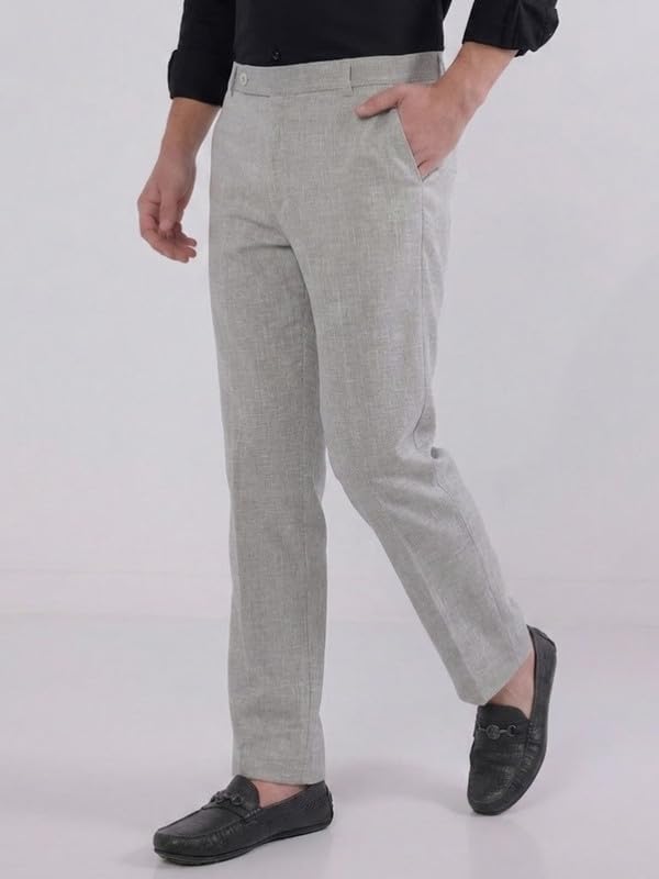 Image of TAHVO Men's Slim Fit Linen Tailored Trousers