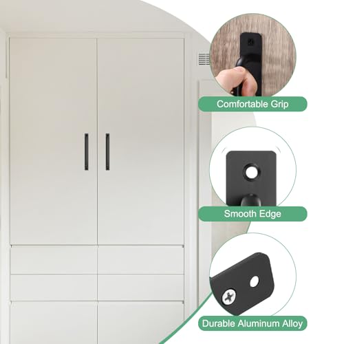 Image of M METERXITY 2-Pack Barn Door Handles, 8.83Inch /224mm Hole Center Aluminium Alloy Gate Handle with Mounting Screws for Bathroom /Wardrobe /Closet /Kitchen, Sliding Door Handle with Plate [Black]