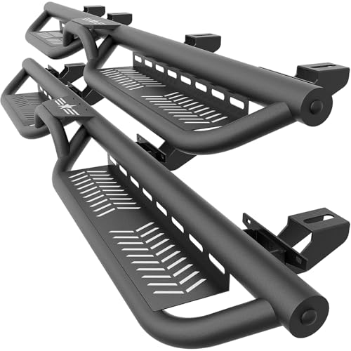 SOENBOO Running Boards Compatible with 2020-2026 Jeep Gladiator JT 4 Doors Heavy-Duty Steel Nerf Bars Two Stairs Design Side Steps Bolt-on Step Plates Rock Sliders Rail