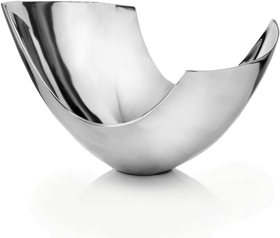 212 Main Aluminum Abstract Tray Dish Centerpiece Bowl Silver